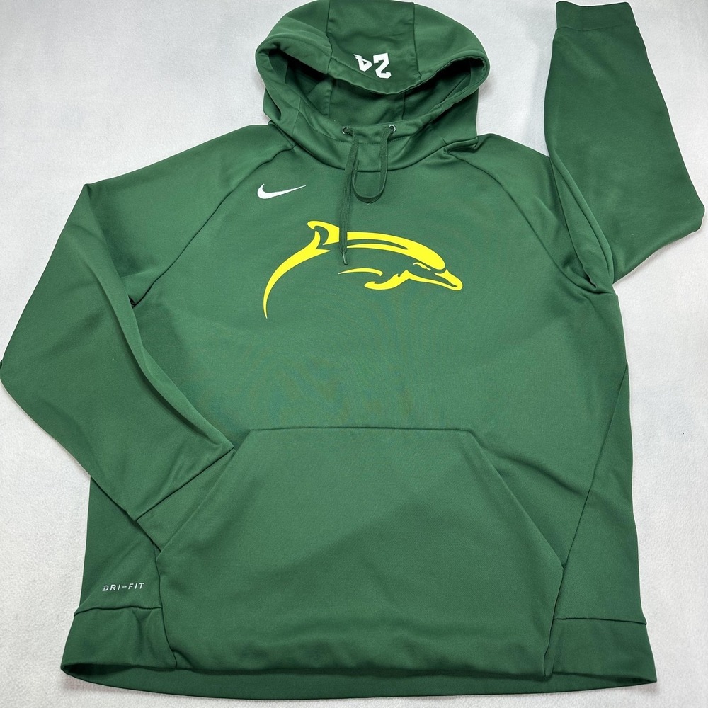 Nike Hoodie Sweatshirt Mens XL Green Dri-FIT Dolphin Lemoyne College Pullover